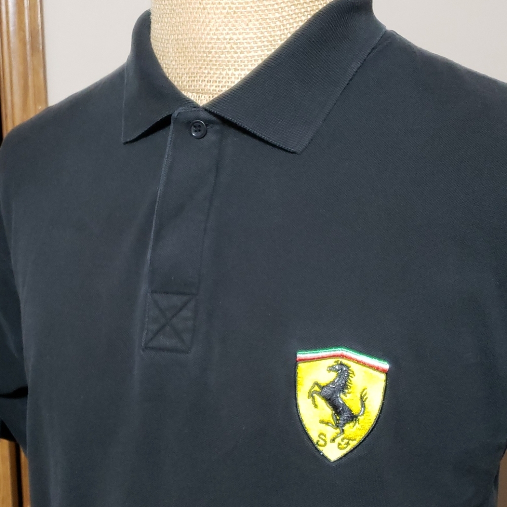 Ferrari official polo black with chest logo 2002